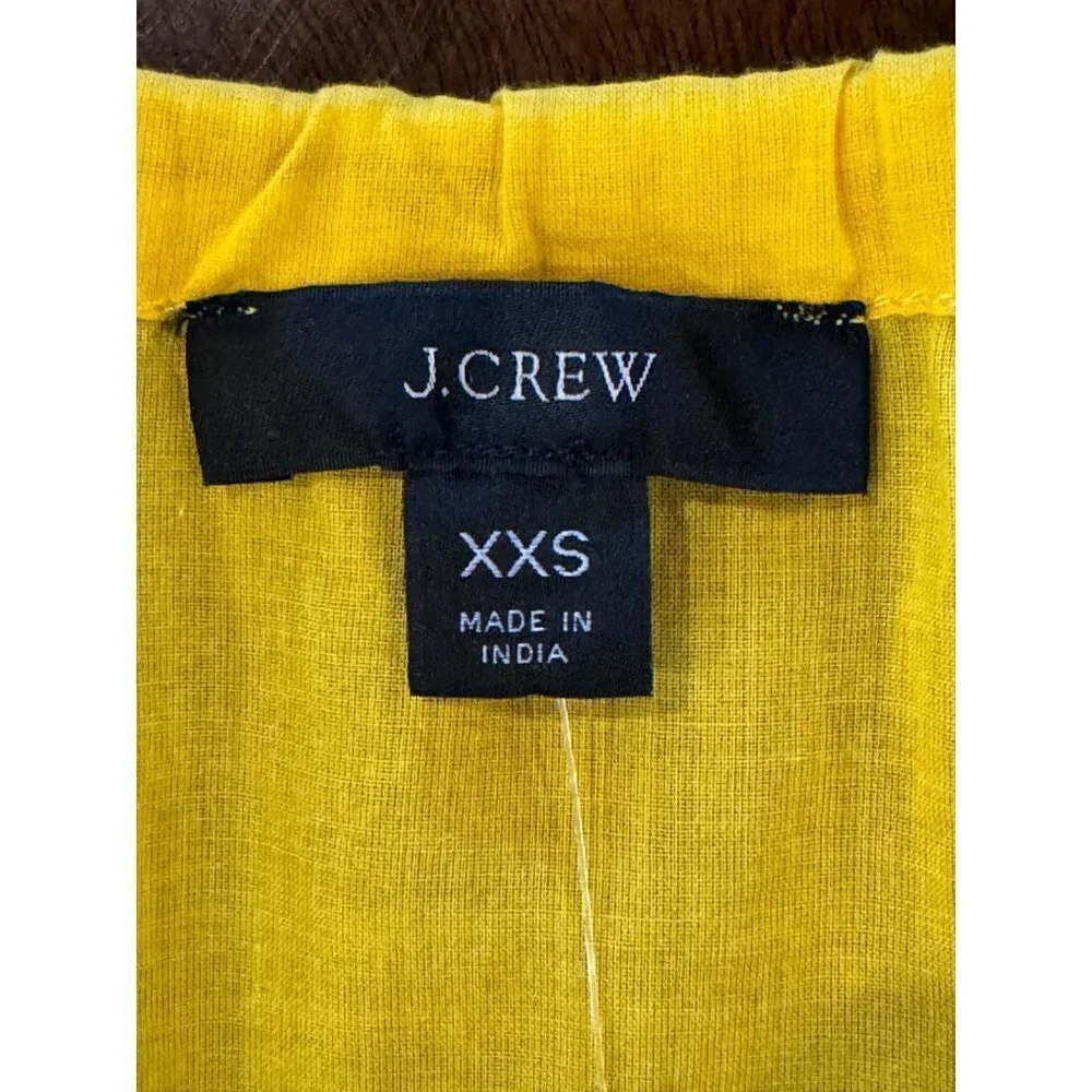 J Crew Dress Women XXS Yellow NWT Cotton Voile Tiered Button Front Beach‎ Boho